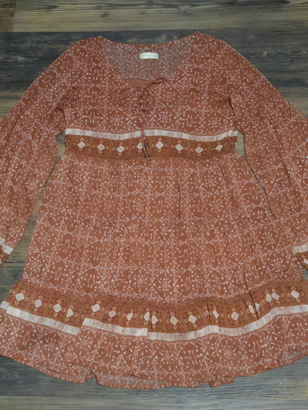 Altar'd State Rust Mini Dress with White Print